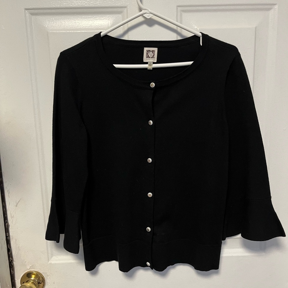 Anne Klein Black Knit Cardigan- thin knit perfect for going into spring
